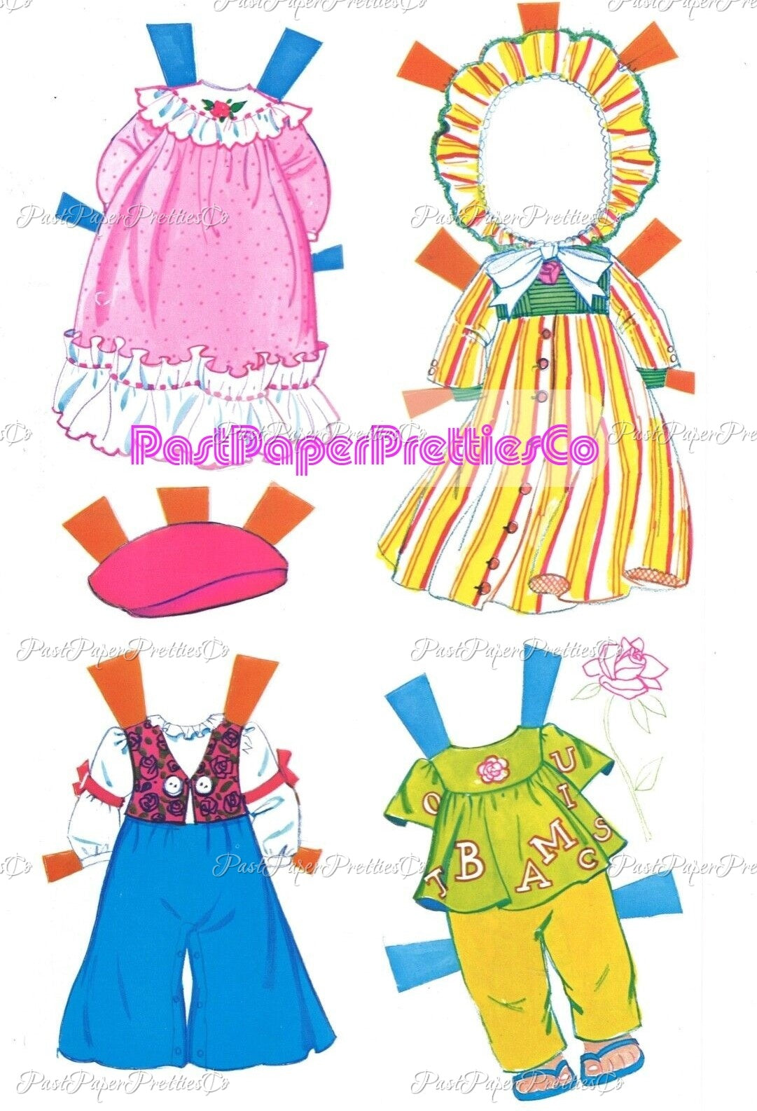 Vintage Rosebud Paper Dolls 1978 Printable PDF Instant Digital Download Cute Childhood Toy Dolls Clip Art