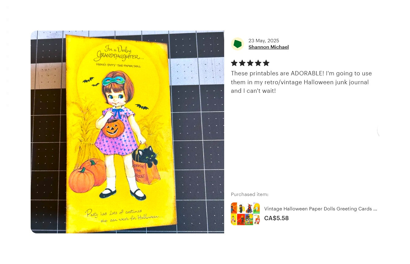 Vintage Halloween Paper Dolls Greeting Cards Adorable Little Girls Black Cat c. 1980s PDF Instant Digital Download Collection No. 1