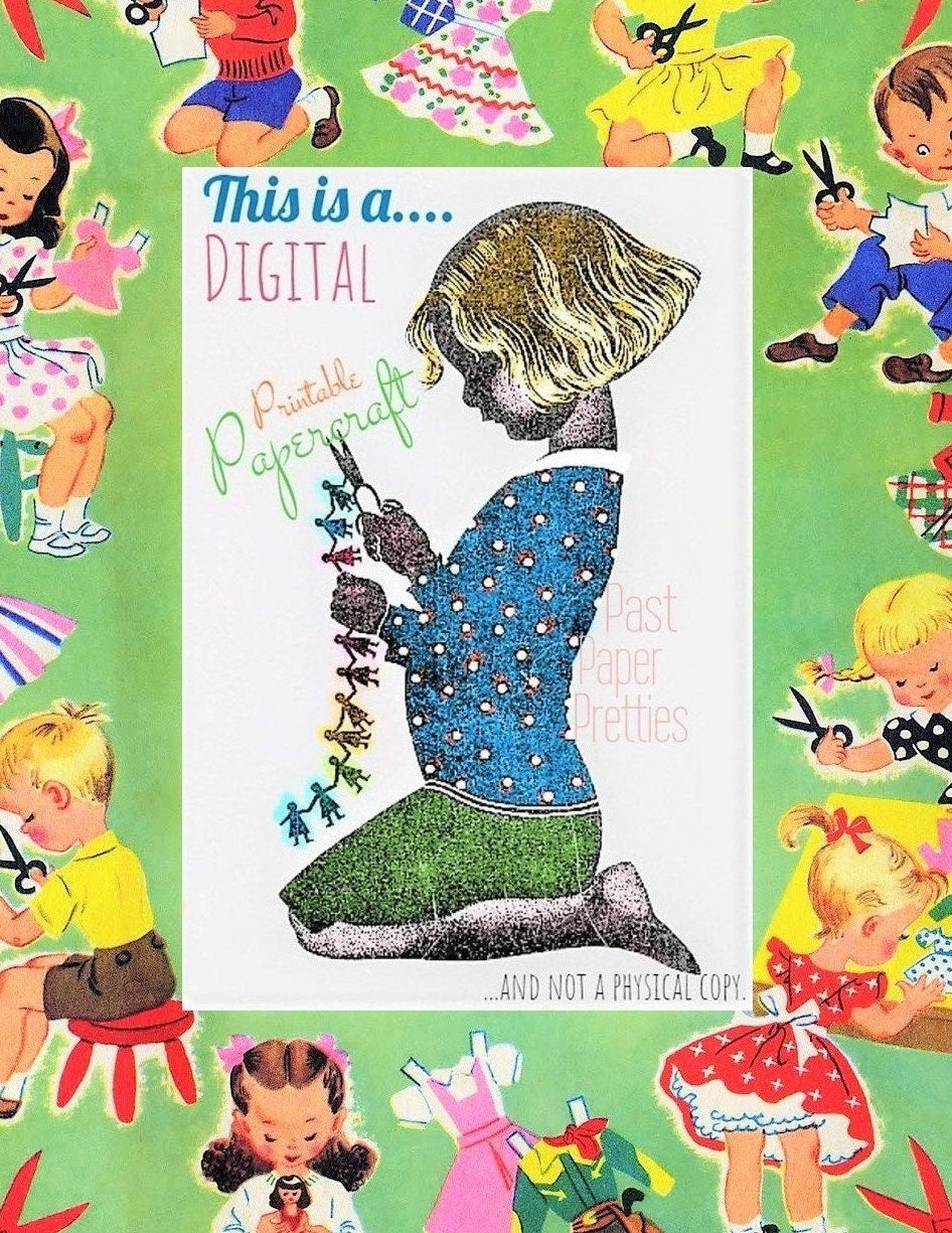 Vintage Patriotic Paper Dolls United We Stand 1943 Printable PDF Instant Digital Download Cute Little Boy Girl Military Dolls WWII Wartime