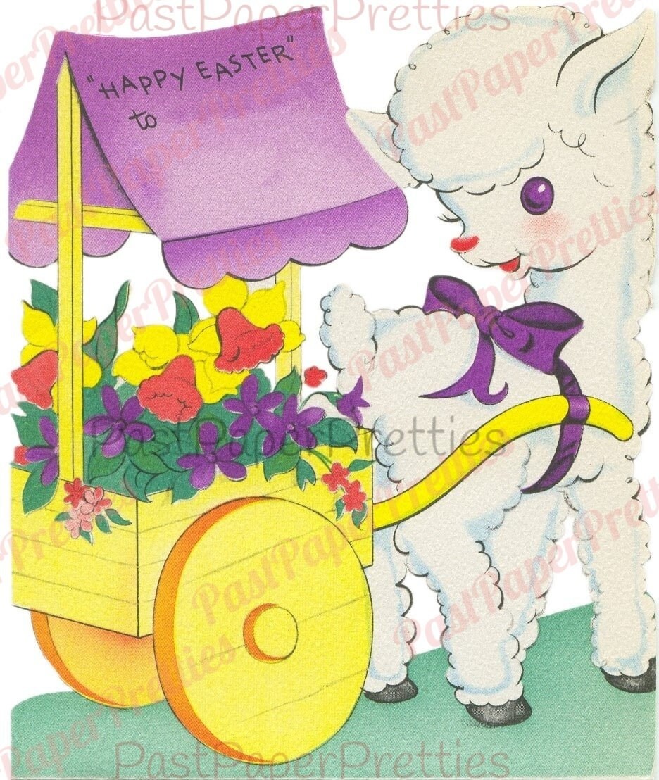 36 Vintage Easter Card Images Cute Lamb Collage Sheets and Single Cards ALL Lambs PDF Instant Digital Download Kitsch Easter Animal Clip Art