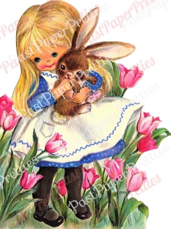 54 Vintage Printable Children Easter Cards Cute Little Girl and Boy Images PDF Instant Digital Download Kitsch Kawaii Kids Clip Art