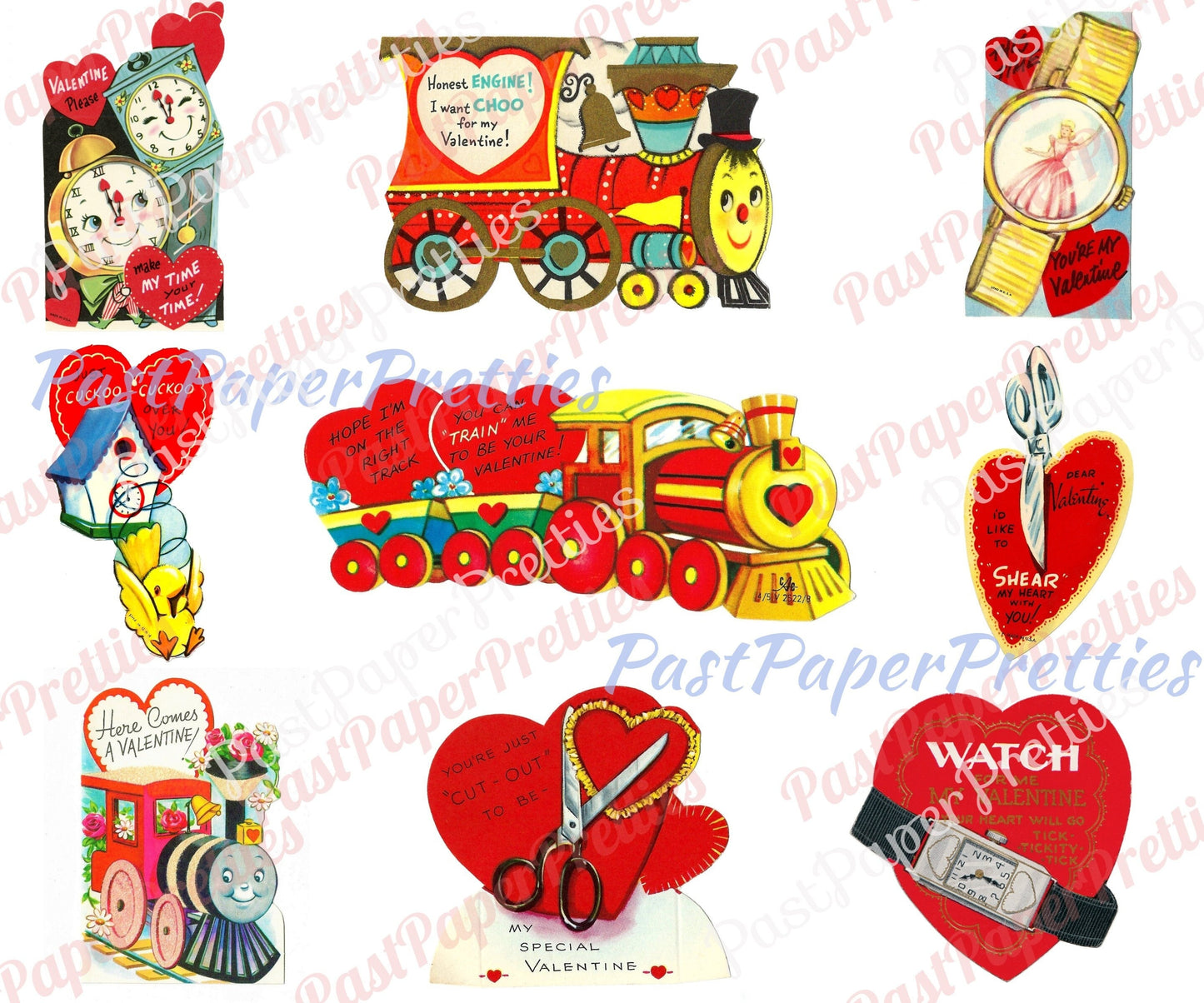 72 Vintage Kitsch Anthropomorphic Valentine Cards Images Fruit Veggies Items Objects Collage Sheets Printable PDF Instant Digital Download