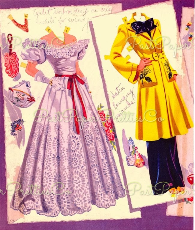 Vintage Paper Dolls Betty Field Movie Star 1943 Printable PDF Instant Digital Download Beautiful Hollywood Actress Doll Clipart