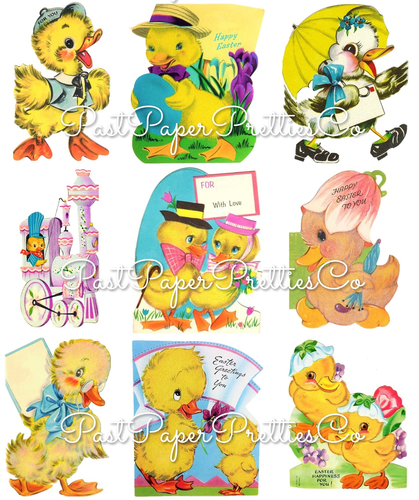72 Vintage Easter Duck Card Images Dozens of Duckies Collage Sheets PDF Instant Digital Download ALL Ducky Ducklings Clipart