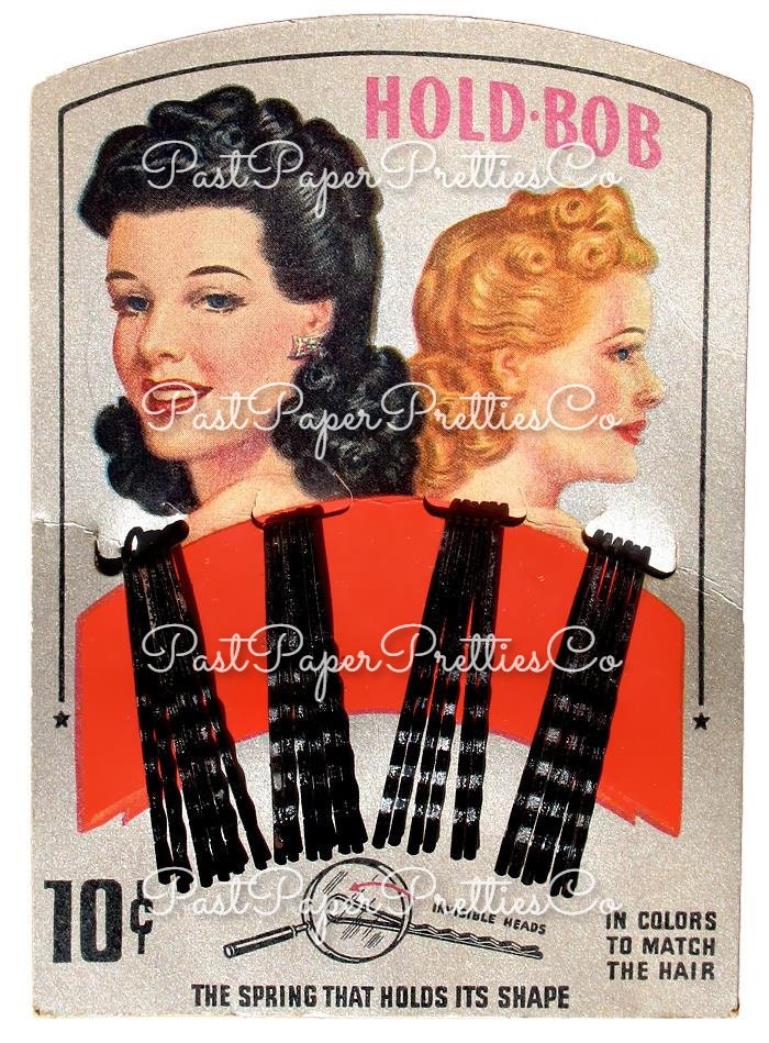 Vintage '40s Housewife Bobby Pins Ladies Hair Pins Printable ATC Collages 18 Images PDF Instant Digital Download Retro Homemaker Beauty Chic