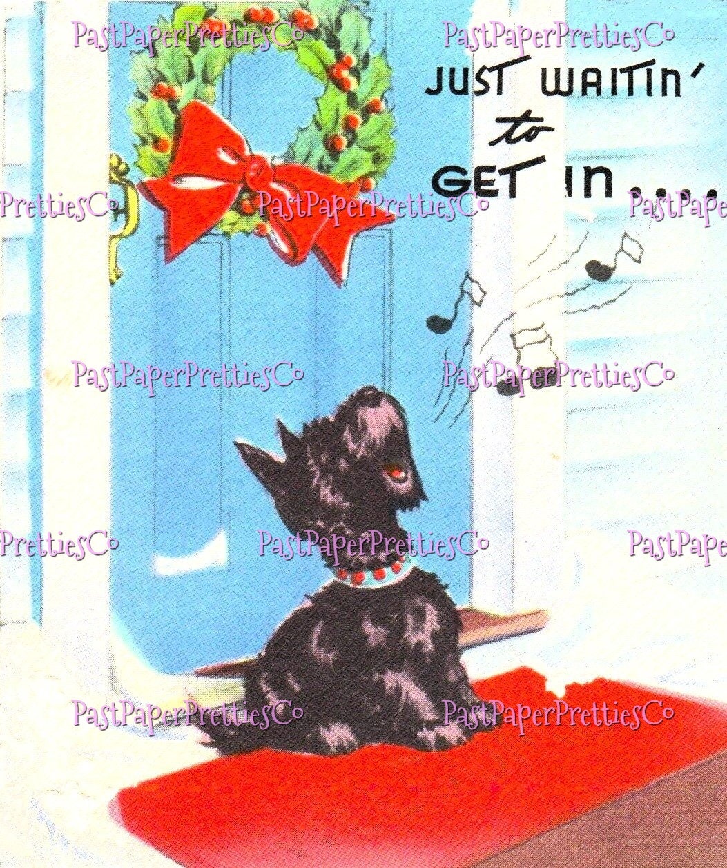 27 Vintage Printable Christmas Scottie Dog Collage Sheets & Full Card Images PDF Instant Digital Download Cute MCM Holiday Puppies Clipart