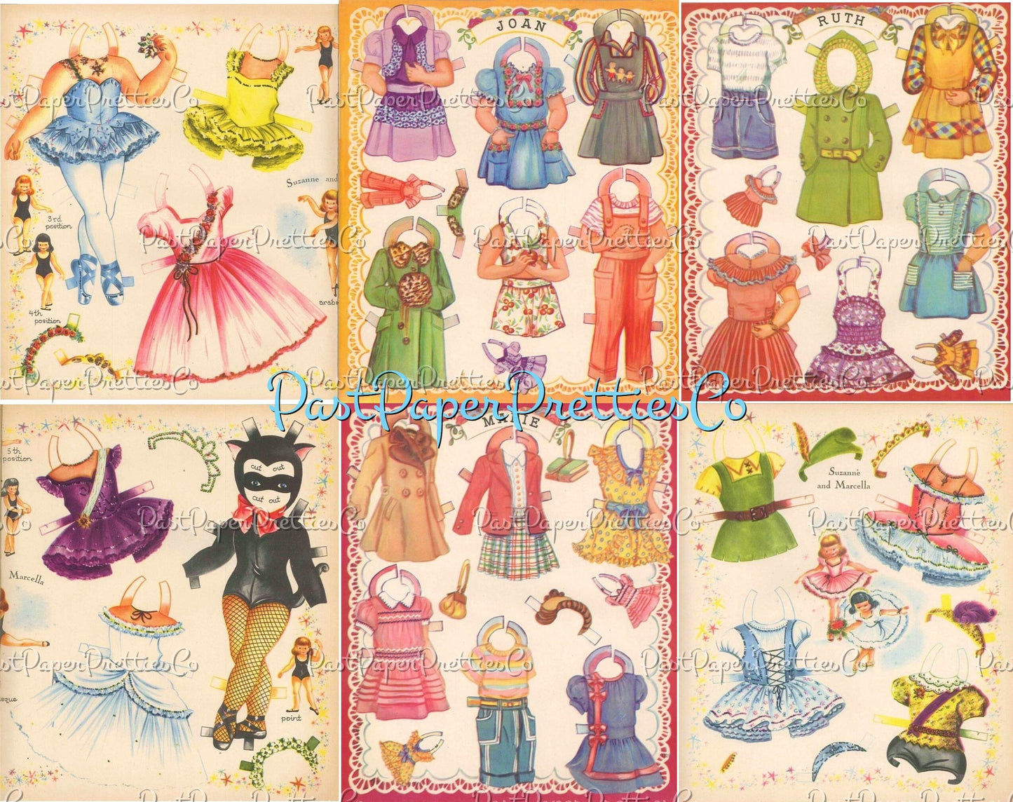 Vintage 17 Paper Dolls 1952 Printable PDF Instant Digital Download Lots of Adorable Cute Little Girl Dolls and Clothing Clip Art
