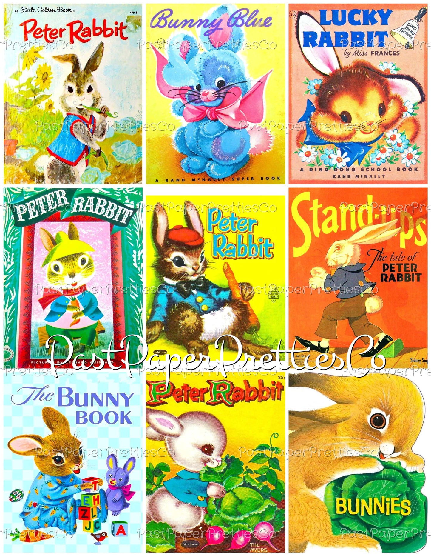 Vintage Peter Rabbit Book Covers Collage Sheet Images Printable PDF Instant Digital Download Childrens Easter Books Clip Art