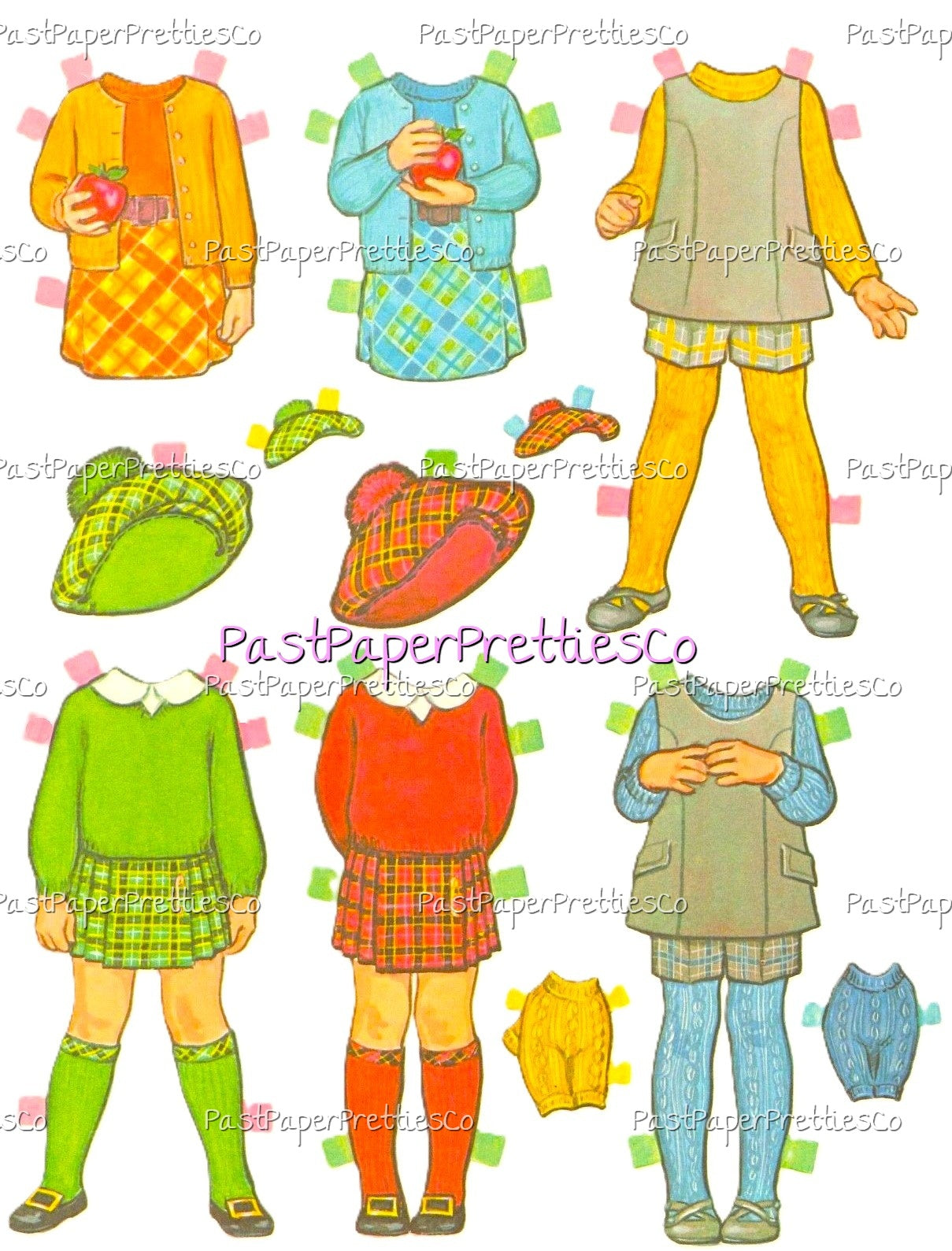Vintage Paper Dolls Tina and Trudy Twin Dolls with Matching Wardrobes 1967 Printable PDF Instant Digital Download Cute Little Girls
