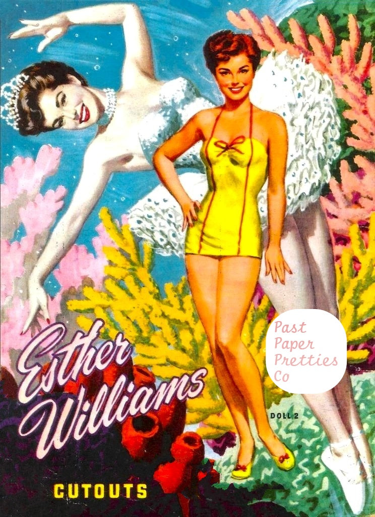 Vintage Paper Dolls Esther William Movie Star 1953 Printable PDF Instant Digital Download Hollywood Actress Starlet Cut Outs Doll Clip Art