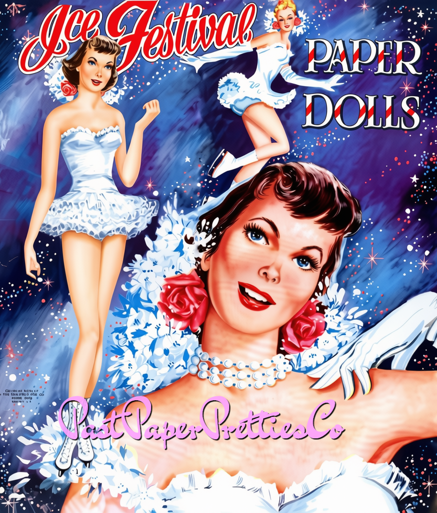 Vintage Paper Dolls Pretty Figure Skaters Ice Festival 1957 Printable PDF Instant Digital Download Figure Skating Clipart