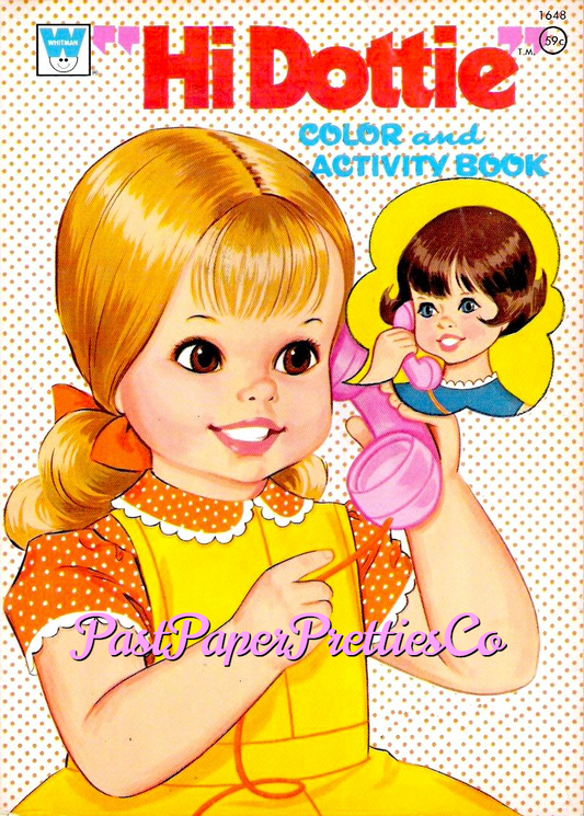 Vintage Printable Coloring Book Hi Dottie Doll Color and Activity Book 1973 PDF Instant Digital Download Childhood Toy Doll 137 Pages