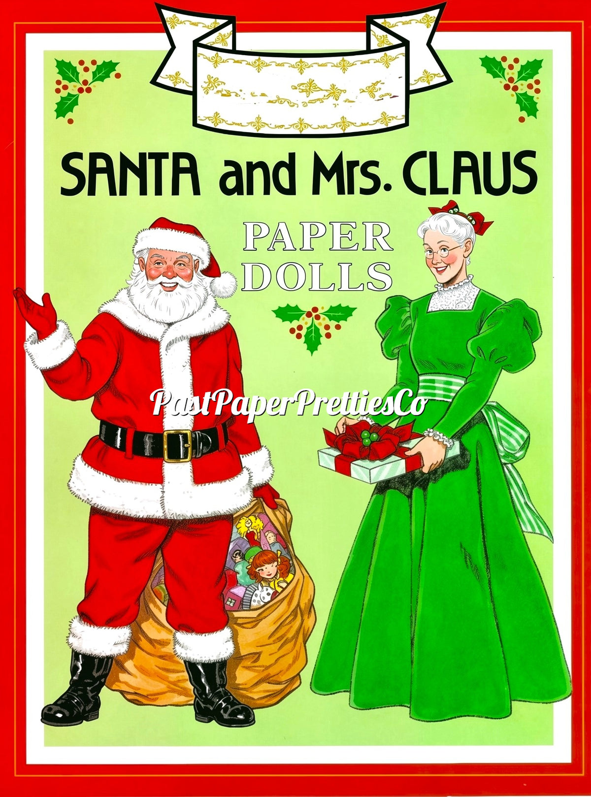 Vintage Christmas Paper Dolls Santa and Mrs. Claus Printable PDF Instant Digital Download Holiday Craft Clipart