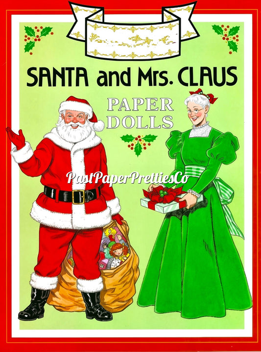 Vintage Christmas Paper Dolls Santa and Mrs. Claus Printable PDF Instant Digital Download Holiday Craft Clipart