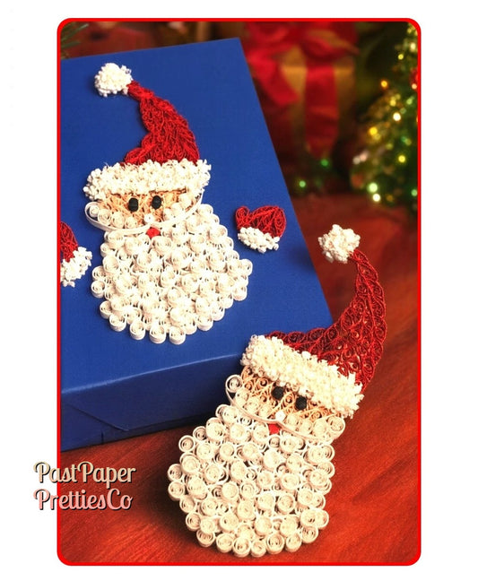 Vintage Quilled Santa Ornament Gift Trim Pattern Paper Craft Printable PDF Instant Digital Download Xmas Quilling Christmas Paper Craft