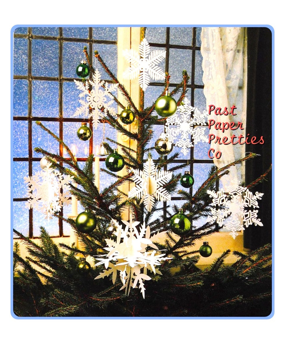 Vintage Christmas Crystal Snowflake Ornaments Printable Paper Craft PDF Instant Digital Download 2D or 3D Flakes