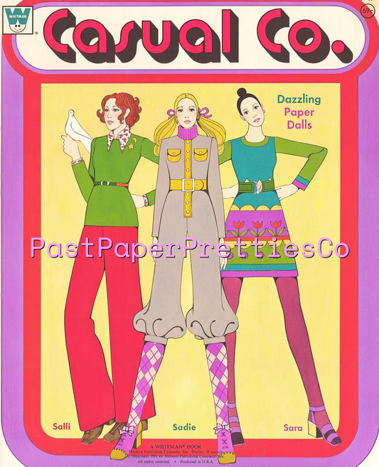 Vintage Paper Dolls Casual Co 1972 Long Legged Boho Hippie Retro Groovy Mod Ladies Printable PDF Instant Digital Download '70s Fashions