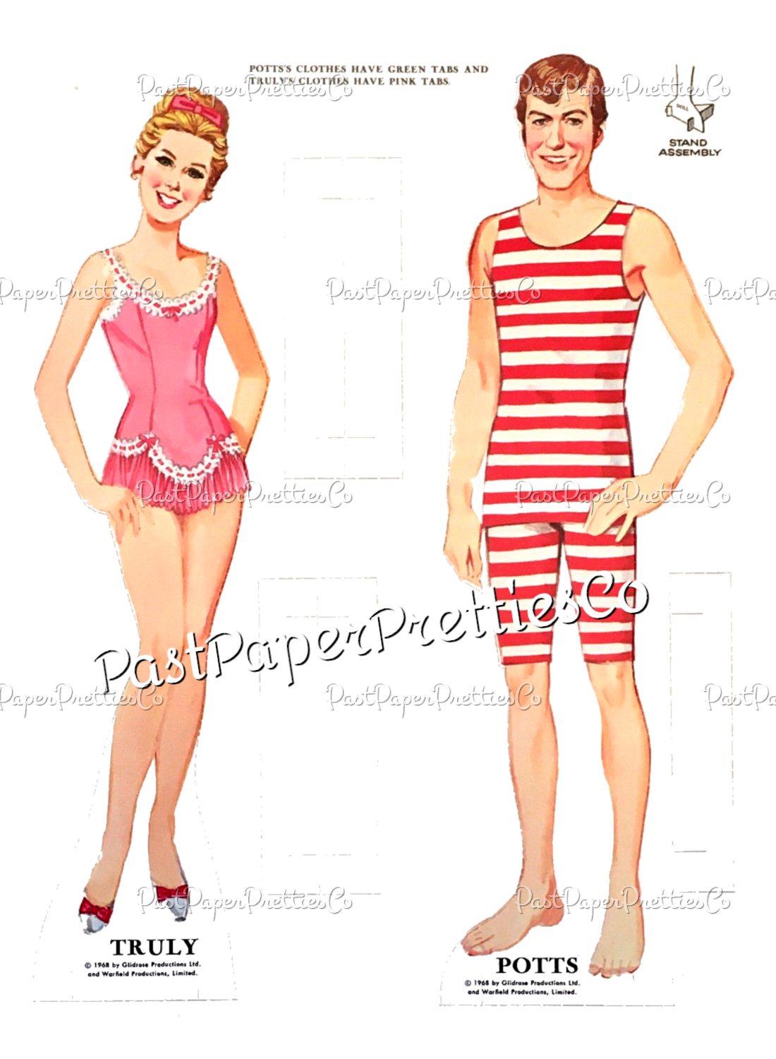 Vintage Paper Dolls Chitty Chitty Bang Bang 1968 PDF Printable Instant Digital Download Dick Van Dike Family Movie Clip Art