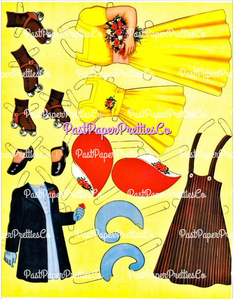 Vintage Paper Dolls Mother and Daughter Printable PDF Instant Digital Download Pretty Dolls and Clothes Queen Holden 1950s MCM Clip Art