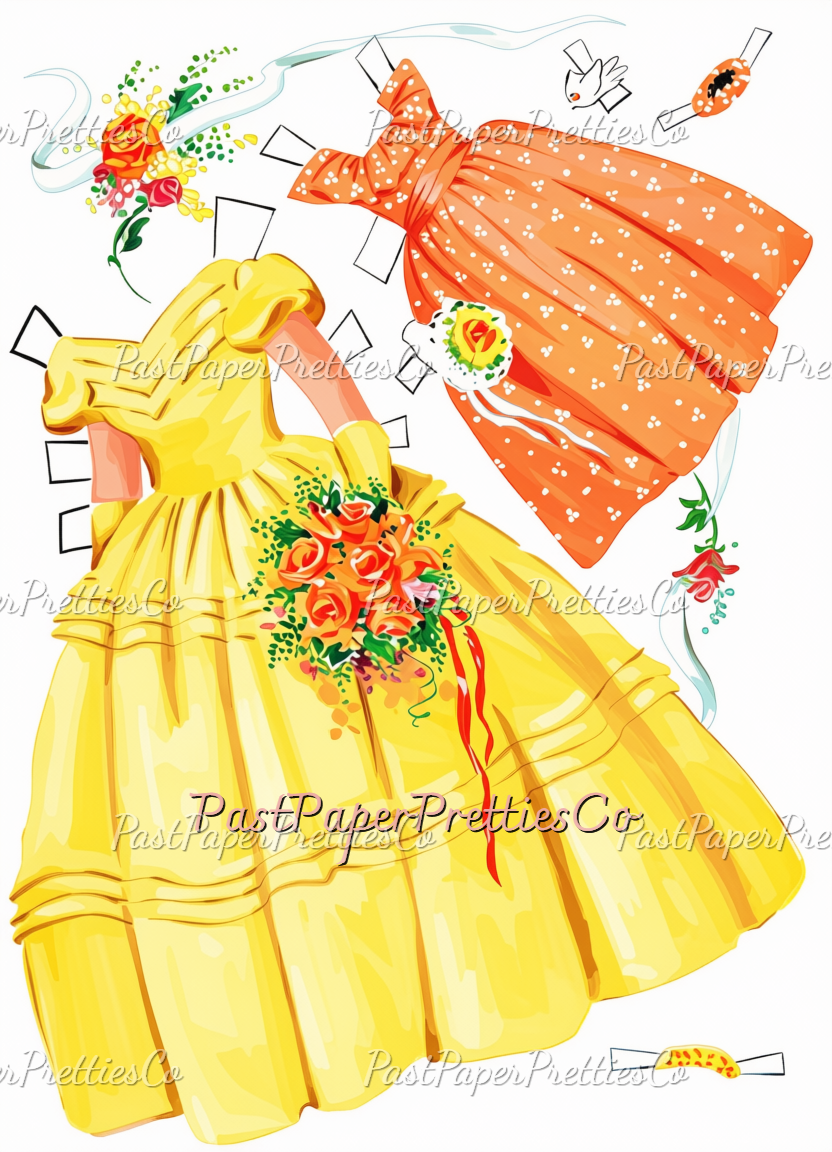 Vintage Wedding Paper Dolls Gorgeous Bridal Clipart 1958 Printable PDF Instant Digital Download Bride Groom Flower Girl Bridesmaid