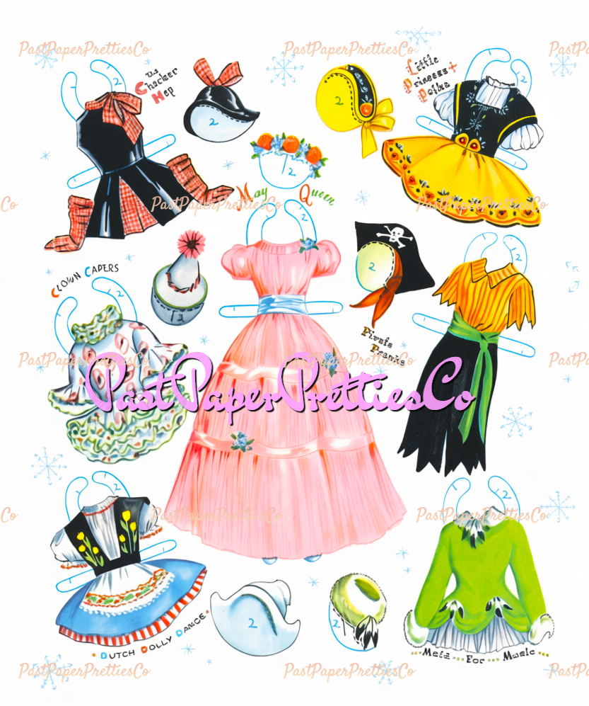 Vintage Paper Dolls Pretty Figure Skaters Ice Festival 1957 Printable PDF Instant Digital Download Figure Skating Clipart