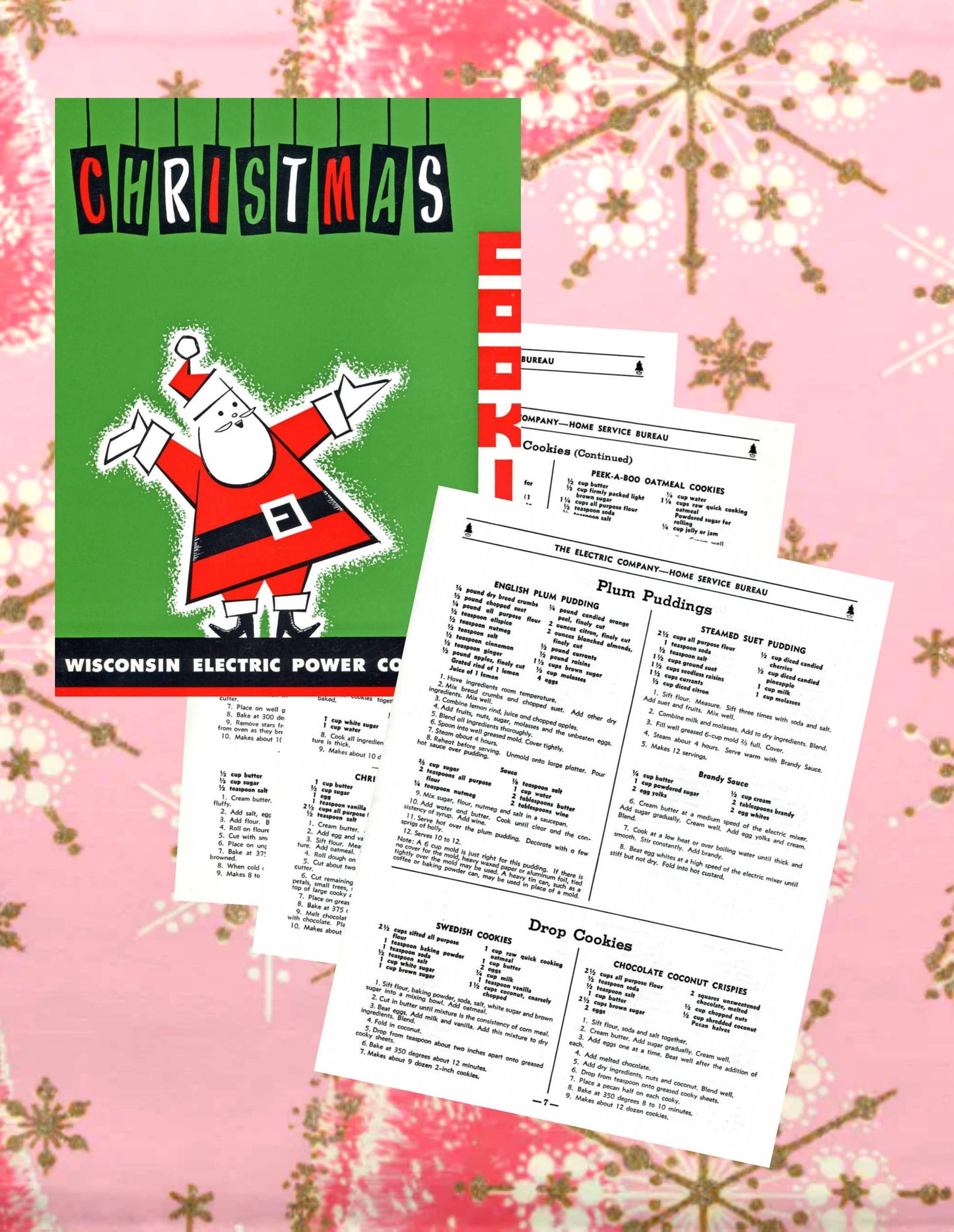 Vintage MCM Christmas Cookies Retro Holiday Recipes 6 Cookbook Books 1950s 1060s Printable PDF Instant Digital Download Desserts Clipart