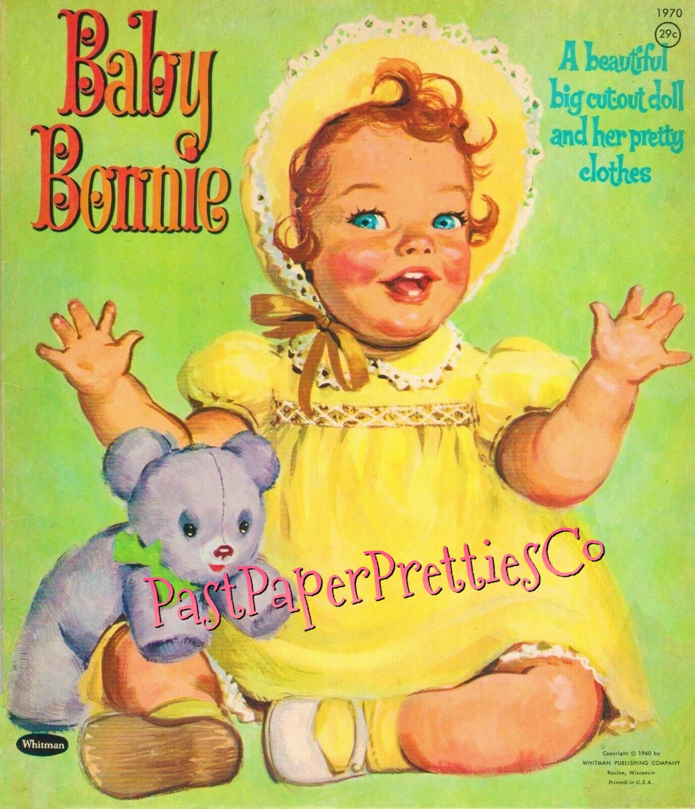 Vintage Paper Dolls Baby Bonnie 1960 Cute Little Redhaired Toddler Printable PDF Instant Digital Download Cute Kitsch Baby Clip Art