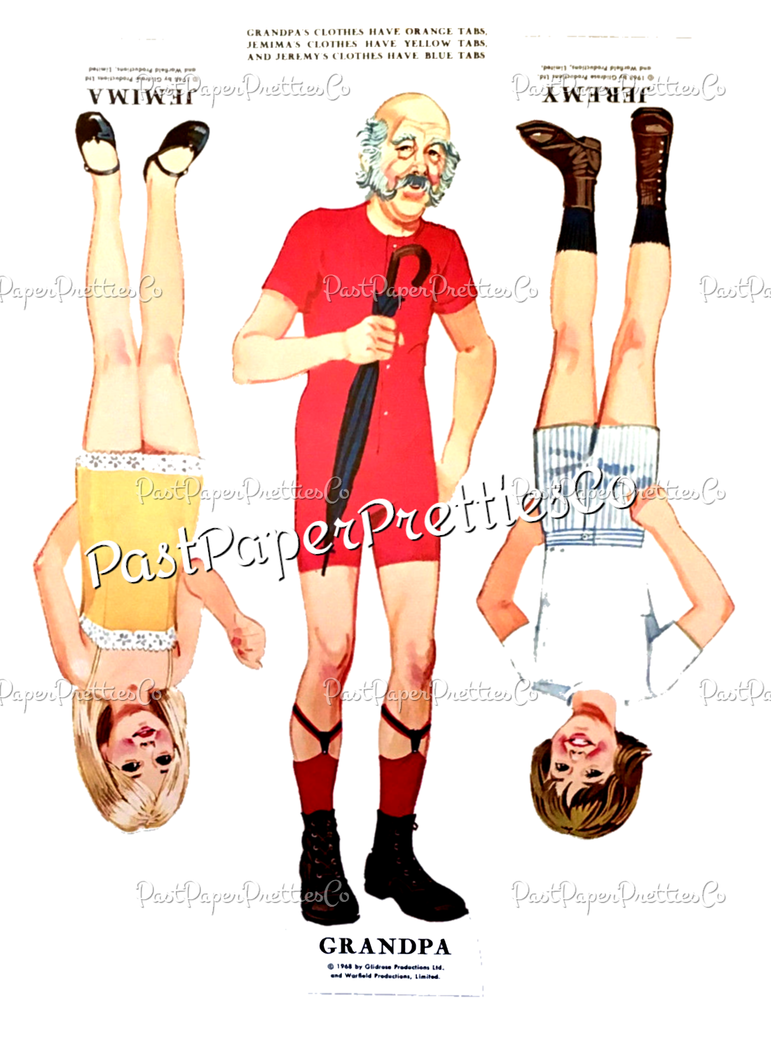 Vintage Paper Dolls Chitty Chitty Bang Bang 1968 PDF Printable Instant Digital Download Dick Van Dike Family Movie Clip Art