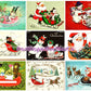 Vintage Christmas Sleighs Collage Sheets Retro MCM 62 Card Images PDF Instant Digital Download Merry Kitschmas Xmas Clipart