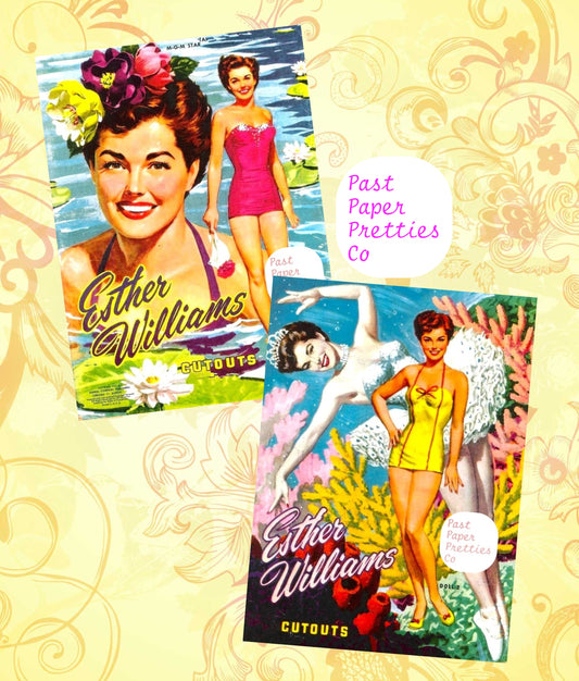 Vintage Paper Dolls Esther William Movie Star 1953 Printable PDF Instant Digital Download Hollywood Actress Starlet Cut Outs Doll Clip Art