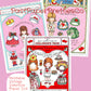 Vintage Valentines Day Little Girl Paper Doll Printable Sheets PDF Instant Digital Download 1980s Childrens Pages