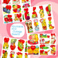 Vintage Food-In-Love Valentine Cards Images Anthropomorphic Fruit Veggies Couples Collage Sheets Printable PDF Instant Digital Download