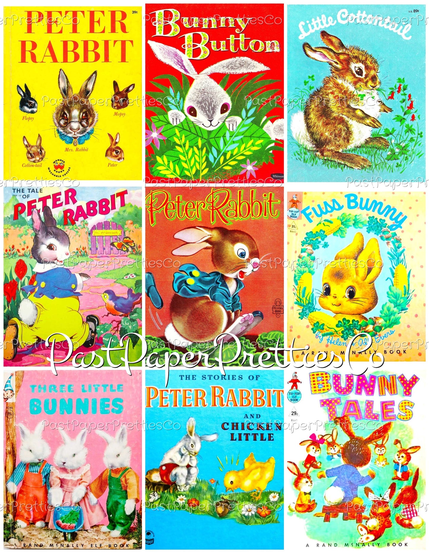 Vintage Peter Rabbit Book Covers Collage Sheet Images Printable PDF Instant Digital Download Childrens Easter Books Clip Art