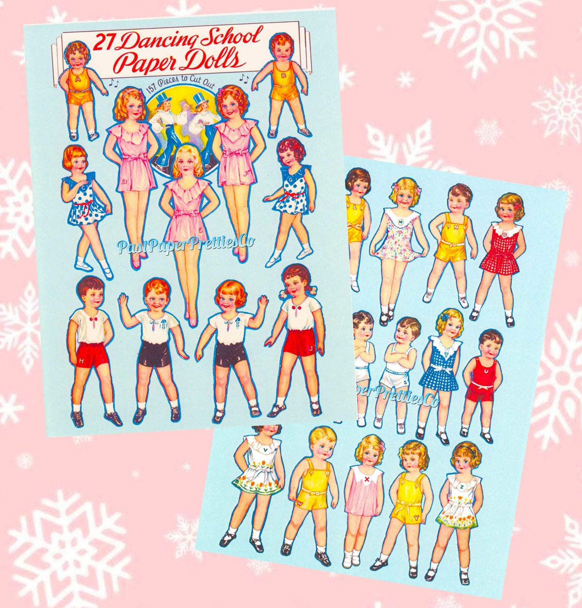Vintage 27 Dancing School Paper Dolls 1938 PDF Printable Instant Digital Download  Adorable Kitsch Children Clipart