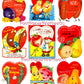 Vintage Food-In-Love Valentine Cards Images Anthropomorphic Fruit Veggies Couples Collage Sheets Printable PDF Instant Digital Download