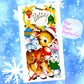 Vintage Printable Baby Christmas Deer and Bunny Friends Card Image PDF Instant Digital Download Kitsch Holiday Reindeer Clipart JPEG PNG