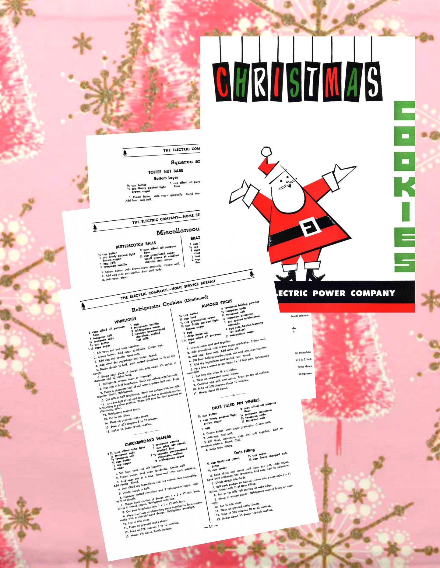 Vintage MCM Christmas Cookies Retro Holiday Recipes 6 Cookbook Books 1950s 1060s Printable PDF Instant Digital Download Desserts Clipart