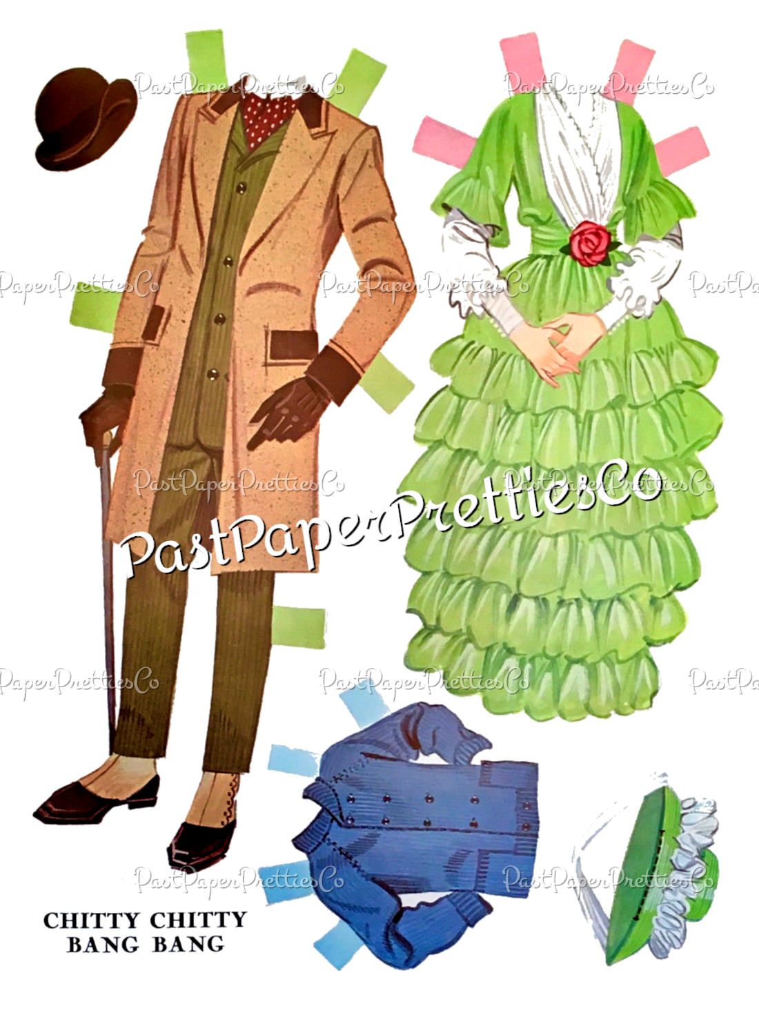 Vintage Paper Dolls Chitty Chitty Bang Bang 1968 PDF Printable Instant Digital Download Dick Van Dike Family Movie Clip Art