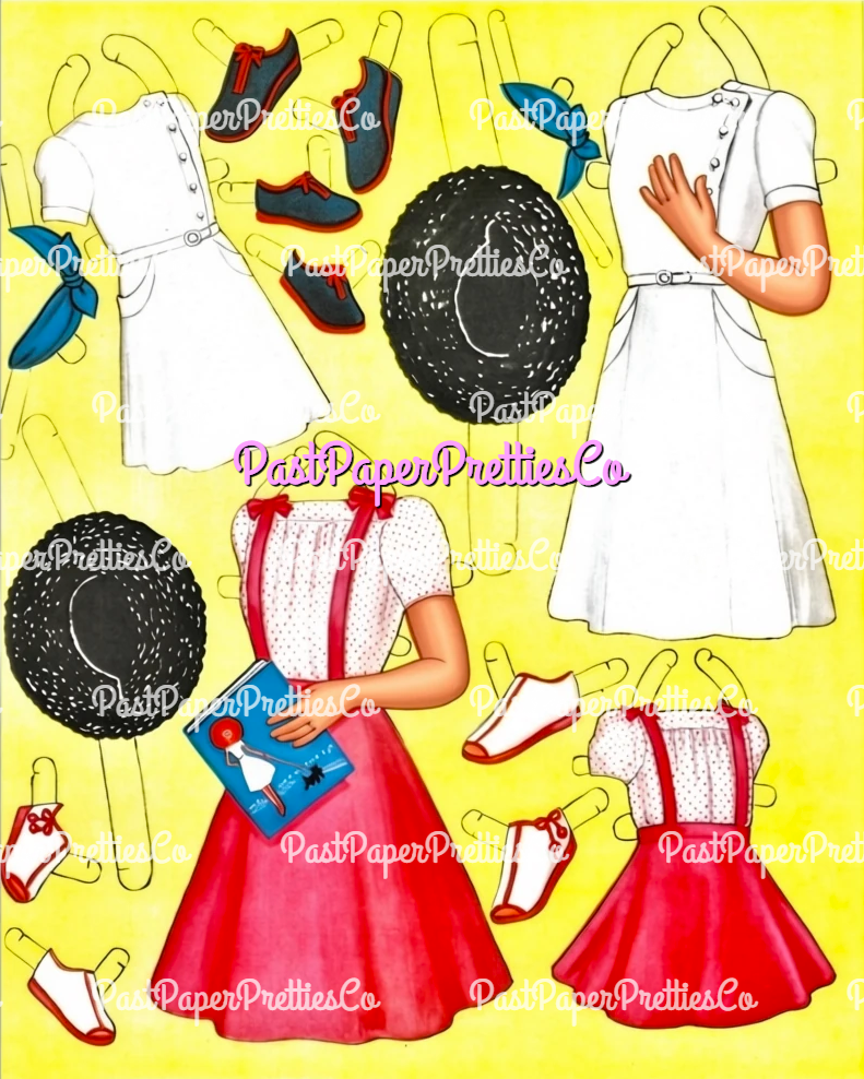 Vintage Paper Dolls Mother and Daughter Printable PDF Instant Digital Download Pretty Dolls and Clothes Queen Holden 1950s MCM Clip Art