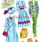 Vintage Paper Dolls 3 Wood Dolls Glamorous 1940s Ladies Printable PDF Instant Digital Download Gorgeous Wardrobe Clipart