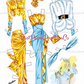 Vintage Paper Dolls 3 Wood Dolls Glamorous 1940s Ladies Printable PDF Instant Digital Download Gorgeous Wardrobe Clipart