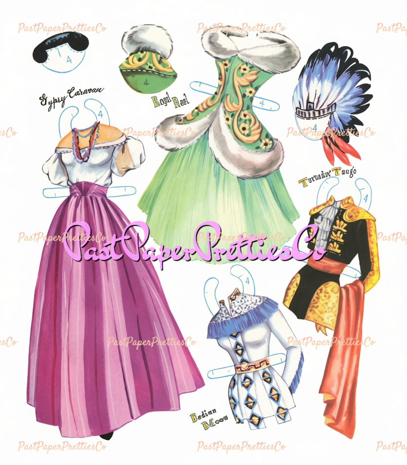 Vintage Paper Dolls Pretty Figure Skaters Ice Festival 1957 Printable PDF Instant Digital Download Figure Skating Clipart