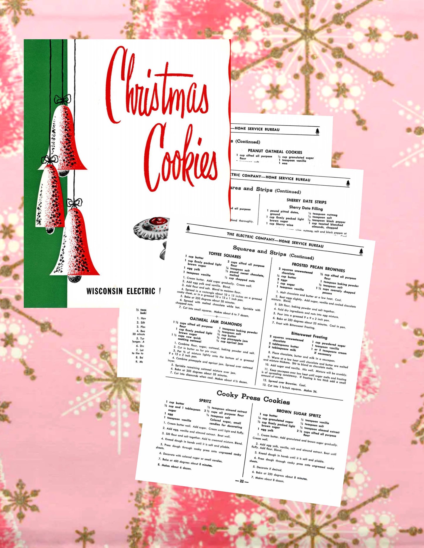 Vintage MCM Christmas Cookies Retro Holiday Recipes 6 Cookbook Books 1950s 1060s Printable PDF Instant Digital Download Desserts Clipart