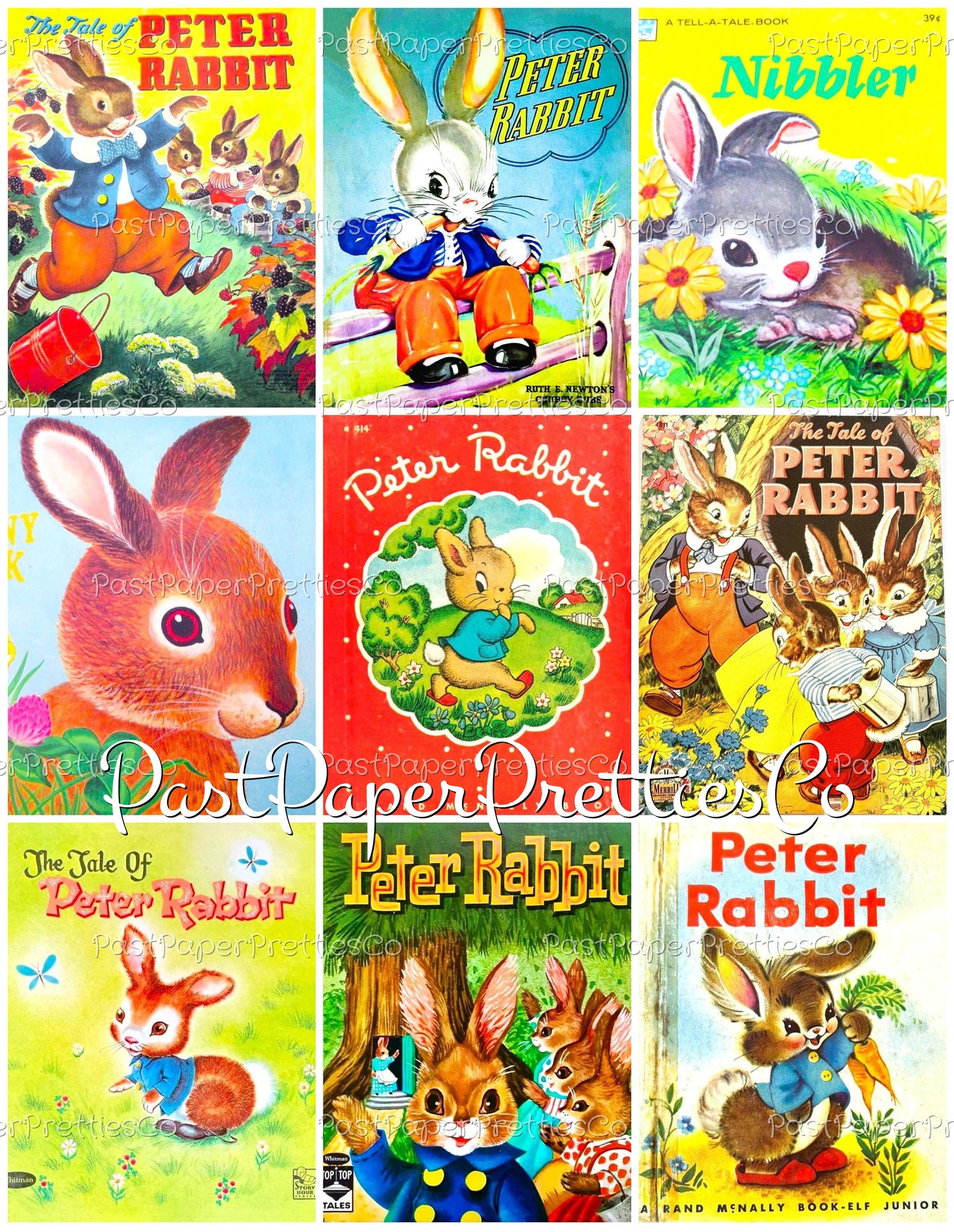 Vintage Peter Rabbit Book Covers Collage Sheet Images Printable PDF Instant Digital Download Childrens Easter Books Clip Art