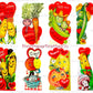 Vintage Food-In-Love Valentine Cards Images Anthropomorphic Fruit Veggies Couples Collage Sheets Printable PDF Instant Digital Download