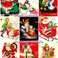Vintage Christmas Sleighs Collage Sheets Retro MCM 62 Card Images PDF Instant Digital Download Merry Kitschmas Xmas Clipart