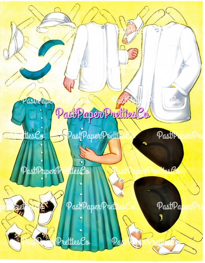 Vintage Paper Dolls Mother and Daughter Printable PDF Instant Digital Download Pretty Dolls and Clothes Queen Holden 1950s MCM Clip Art