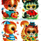 Vintage Retro 1970s Cute Baby Animals Printable Nursery Decals Images Collage Sheet Instant Digital Download Puppy Kitten Duckling Squirrel