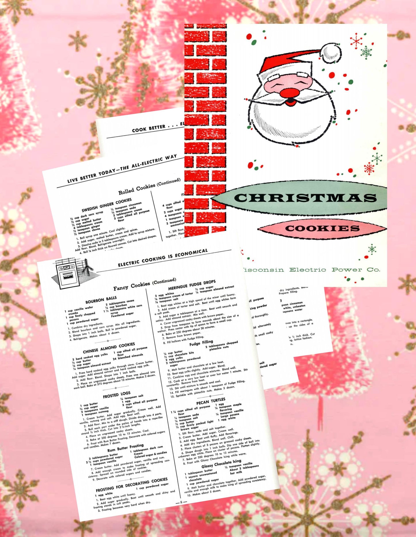 Vintage MCM Christmas Cookies Retro Holiday Recipes 6 Cookbook Books 1950s 1060s Printable PDF Instant Digital Download Desserts Clipart