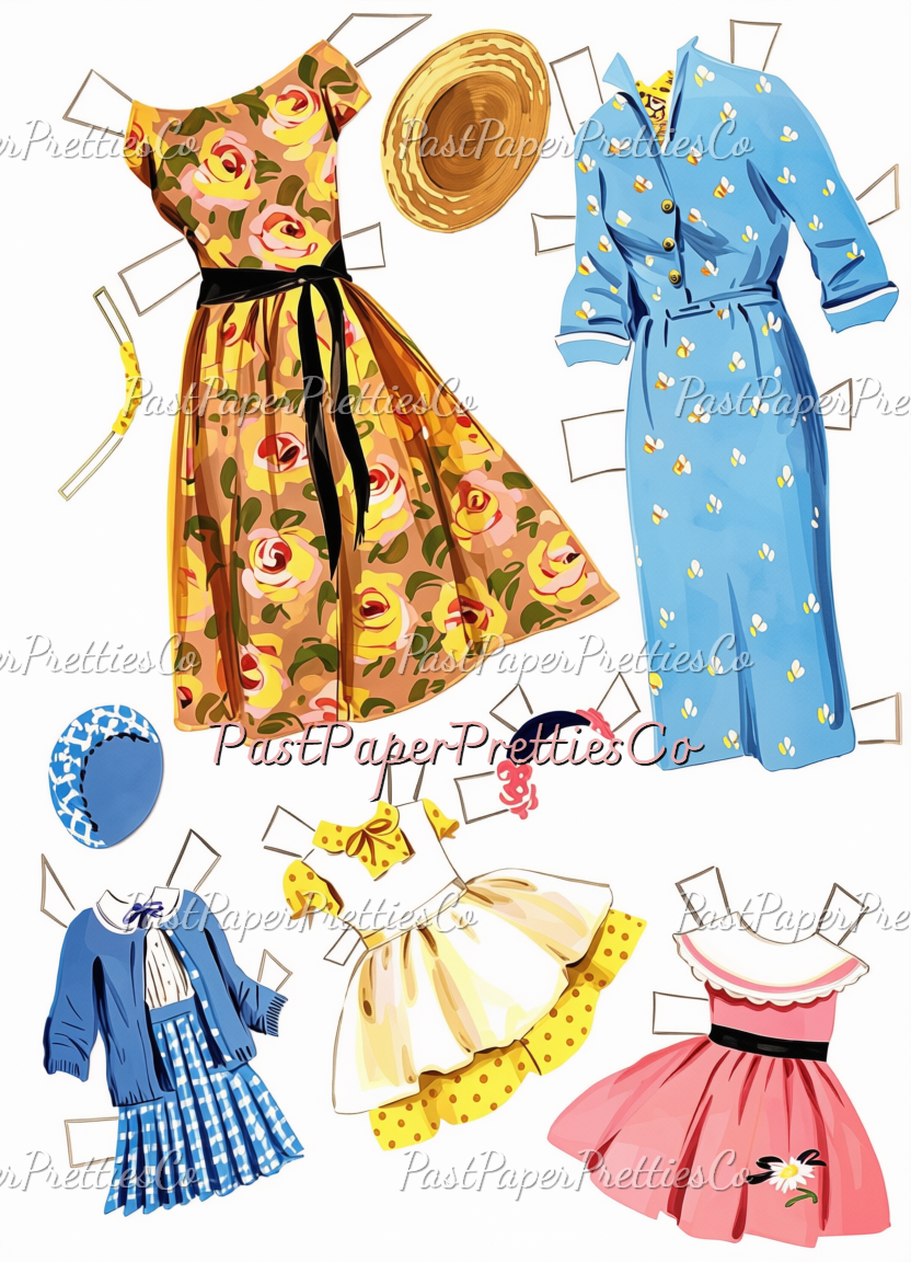 Vintage Wedding Paper Dolls Gorgeous Bridal Clipart 1958 Printable PDF Instant Digital Download Bride Groom Flower Girl Bridesmaid